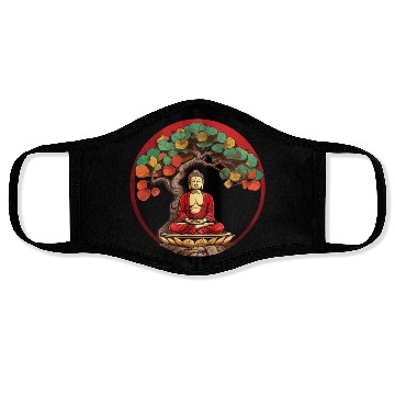 Discover Buddha Under Reggae Colored Bodhi Tree Face Masks