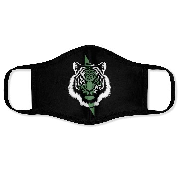 Discover Wild Green Power. Aesthetic tiger with bolt Face Masks