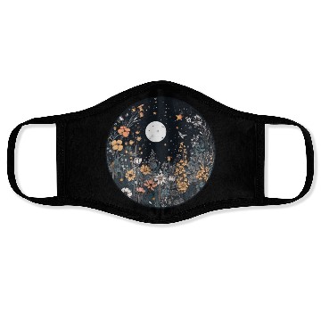 Discover Midnight Sky Aesthetic Meadow Flower Garden Graphi Face Masks