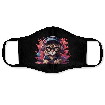Discover cat animal art I cool cute cat Face Masks