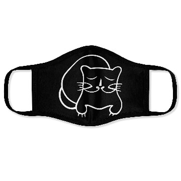 Discover Cat Line Art Sumi-e Vector Single Color Face Masks