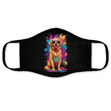 Discover Cool Golden Retriever with Sunglasses Face Masks