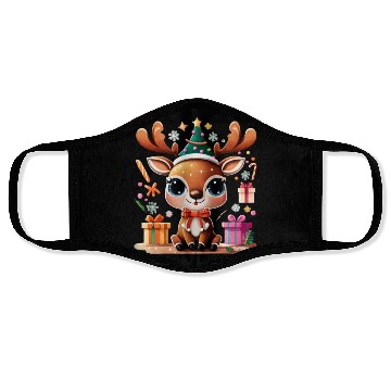 Discover Cute Reindeer Merry Christmas Gift Happy Holidays Face Masks