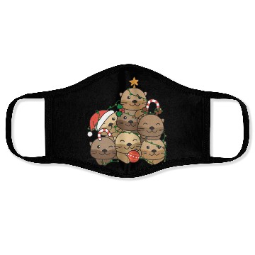 Discover Otter Christmas Tree Funny Animal Christmas Face Masks