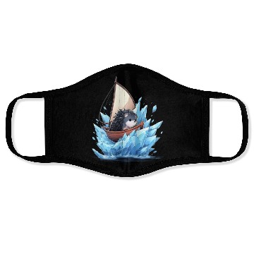 Discover Ice Sailing Hedgehog Ice Sailor Ice Boating Face Masks