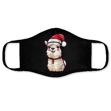 Discover CUte Llama Wearing Santa Hat Face Masks