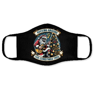 Discover Funny Christmas Santa Play Guitar Christmas Tree Face Masks