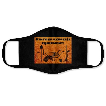Discover Vintage Exercise Equipment (Orange) - Garden Humor Face Masks