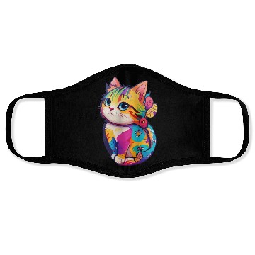 Discover Colorful Cute cat for cat Lovers Face Masks