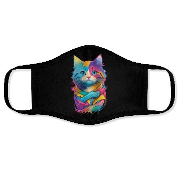 Discover Colorful Cute cat for cat Lovers Face Masks