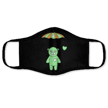 Discover Teddy Bear - The Green Skydiver Face Masks