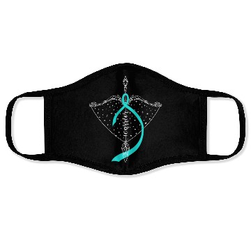 Discover Warrior Bow Warrior Teal Ribbon Ovarian Cancer Face Masks