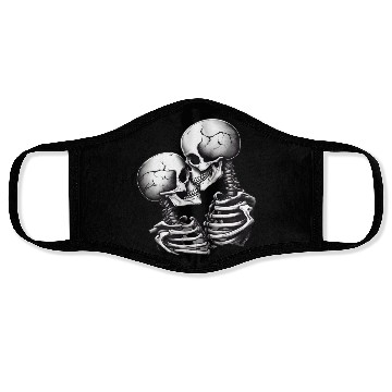 Discover Skeleton Kissing Lovers' Design: Eternal Embrace Face Masks