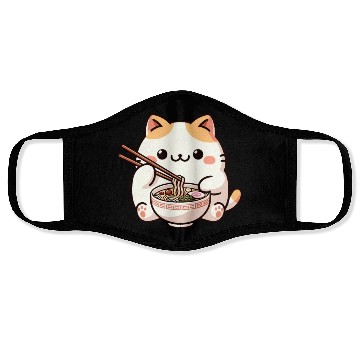 Discover Neko Cat Eating Ramen Noodles Anime Face Masks