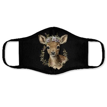 Discover Watercolor Floral Baby Deer Cute Face Masks