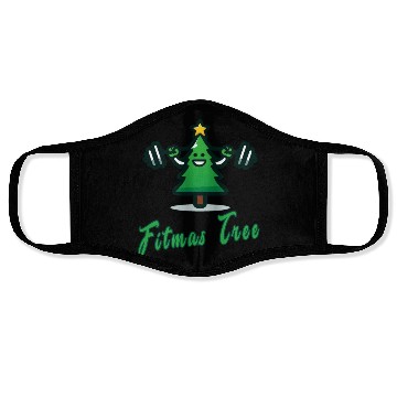Discover Fitmas Tree funny gym words Face Masks