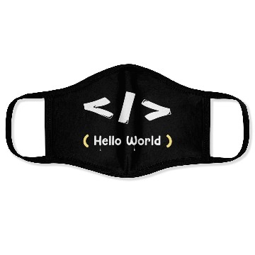 Discover hello world white Face Masks
