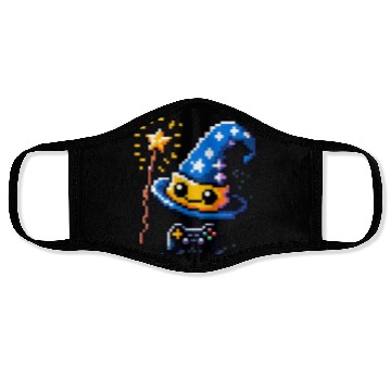 Discover Gamer Wizard 8-Bit Hat with Controller Wand Face Masks