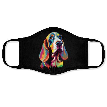 Discover Watercolor Colorful Basset Hound Face Masks