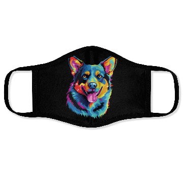 Discover Watercolor Colorful Australian Cattle Dog Face Masks