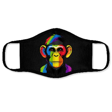 Discover Expressive Chimpanzee in Colorful Graphic Artwork Face Masks