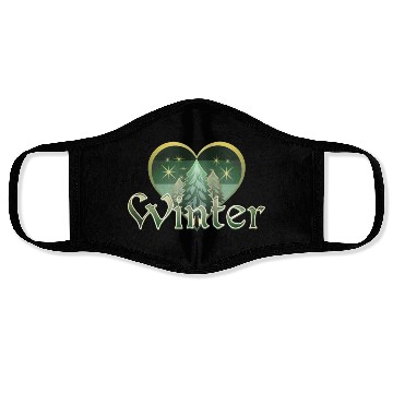 Discover Winter Heart Evergreen Retro Sunset Face Masks