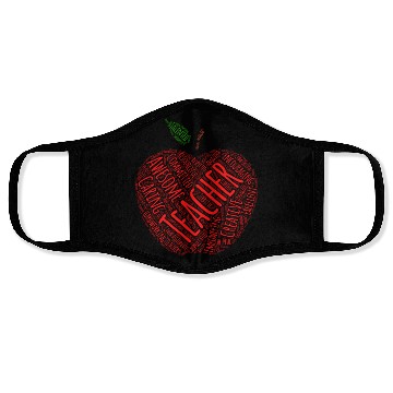 Discover Creative Teacher Red Apple Word Art Face Masks