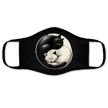 Discover Yin and yang cats sleeping Face Masks