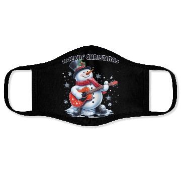 Discover Merry Rockin' Christmas Snowman Face Masks