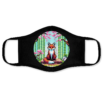 Discover Fox Zen Garden: Pixel Serenity Face Masks