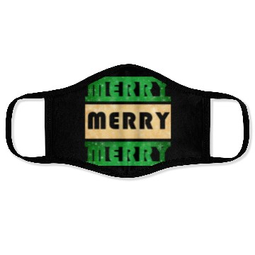 Discover Merry Merry Merry Green and Gold Face Masks