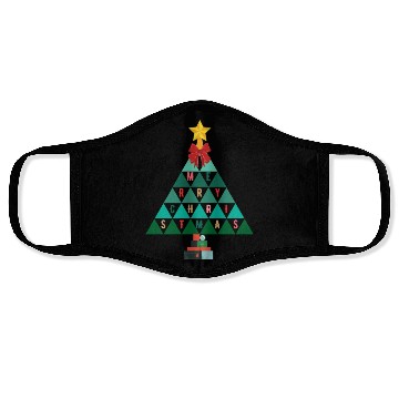 Discover Math Merry Christmas tree white bg using triangles Face Masks