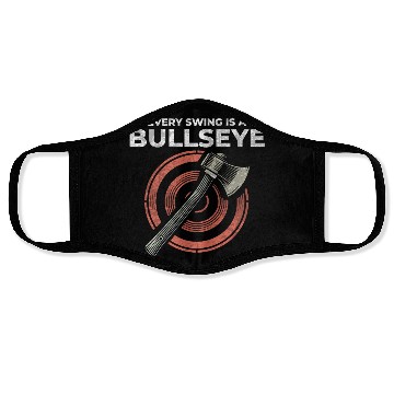 Discover Axe Throwing Axe Thrower Lumberjack Funny Bullseye Face Masks