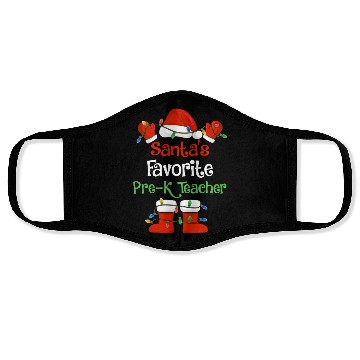 Discover Santa's Favorite Pre K Teacher Funny Christmas Face Masks