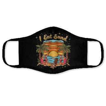 Discover 60s Psychedelic I Eat Sand and Sunrise Beach Face Masks