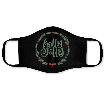 Discover Holly Jolly Sage Green Christmas Wreath Fun Face Masks