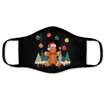 Discover Gingerbread Man Cookie Snowy Christmas Ornaments Face Masks