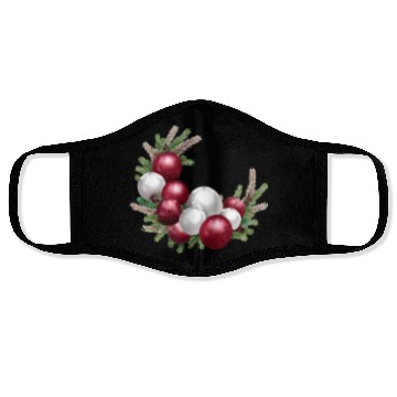 Discover Cranberry and White Christmas Greenery Decor Face Masks