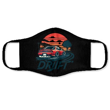 Discover Drift car in sunset Face Masks