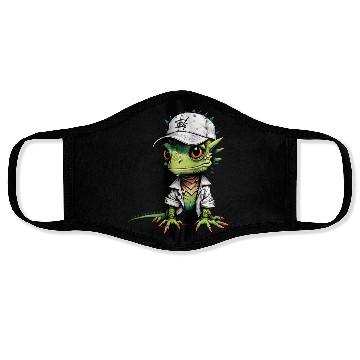 Discover Cute lizard with cap Face Masks