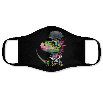 Discover Cute lizard with cap Face Masks