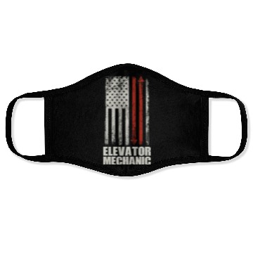 Discover Elevator Mechanic Maintenance USA Flag Technician Face Masks