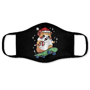Discover CUTE HAMSTER RIDING SKATEBOARD Face Masks