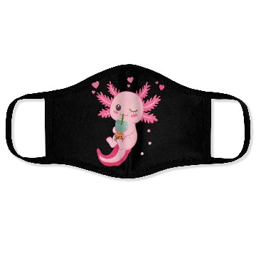 Discover Boba Tea Bubble Tea Milk Tea Axolotl Face Masks
