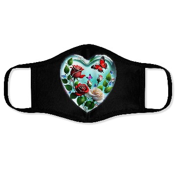 Discover roses and butterflies Face Masks