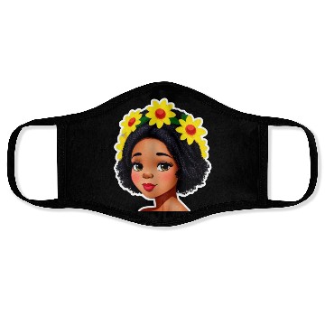 Discover Black girl with flowers design Face Masks