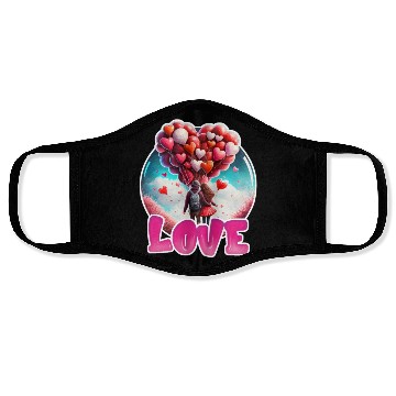 Discover Retro Cute Couples with Heart Balloons Face Masks