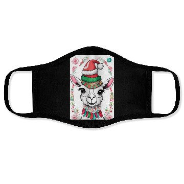 Discover Funny cute llama Christmas lama Face Masks