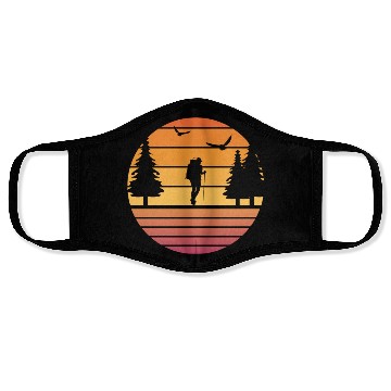 Discover Retro Sun Mountain Hiking Climbing Nature Face Masks