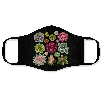 Discover Whimsical Fake Embroidered Succulents Design Face Masks